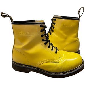 DR. MARTENS Originals 1460 Pascal Patent Leather Yellow 8-Eye Boots SZ 11